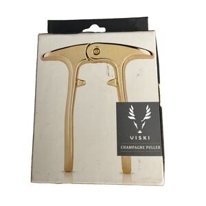 Viski Champagne Puller Gold Finish Metal Hand Wash Only MPN 4877